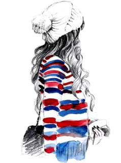 👩 2ed5f96e woman, sweater, winter, fashion, art, drawing whatsapp sticker