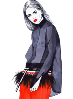 😠 68434604 fashion, woman, model, style, illustration, art whatsapp sticker