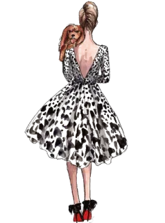 🐶 9f0eb4fb woman, dress, dog, fashion, style, illustration whatsapp sticker