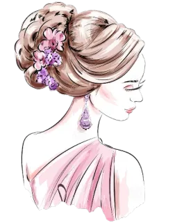 😌 b798d7df woman, illustration, fashion, portrait, beauty, flowers, dress, artwork whatsapp sticker