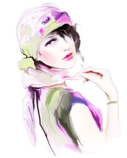 😕 b903c50b woman, portrait, fashion, style, beauty, hat, scarf whatsapp sticker