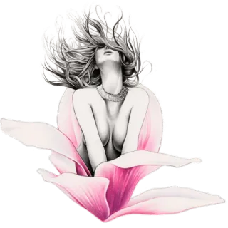 😌 c12916e6 woman, flower, art, drawing, beauty, sketch whatsapp sticker