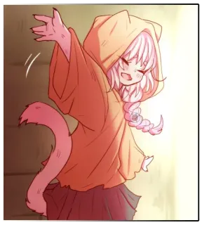 👋 cfca64ca garota gato, anime, moletom com capuz, fofo, kawaii, cabelo rosa telegram sticker