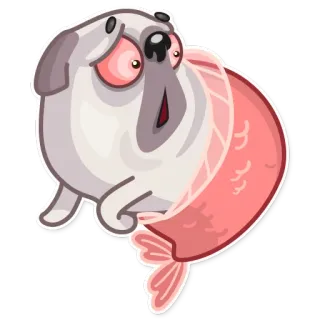 😧 0372aaed Mops, Hund, Garnele, Sushi, Tier, Cartoon whatsapp sticker
