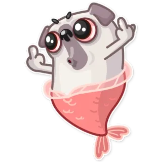 😶 6ac24561 Mops, Meerjungfrau, Hund, Stinkefinger, beleidigend whatsapp sticker