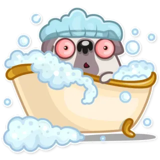 🛀 77458cf7 Hund, Bad, Badewanne, Blase, süß, Cartoon, Haustier, Seife whatsapp sticker