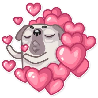 😘 a480168e Hund, Herzen, Liebe, Zuneigung, Cartoon, niedlich whatsapp sticker