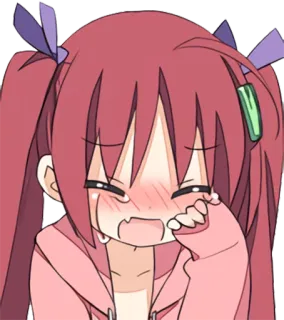 😭 90e7b229 gái anime, khóc, cảm xúc, kawaii, tóc đỏ, tóc hai bên telegram sticker