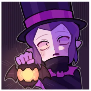 🦇 3516f079 Mortis kartun, video game, karakter, Mortis, kelelawar, lentera telegram sticker