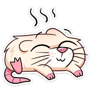 ☺️ 87fd4dfe rat, rongeur, animal, mignon, kawaii, endormi, relaxant telegram sticker