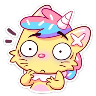 😨 b6a0763e chat, licorne, mignon, autocollant, dessin animé, animal telegram sticker