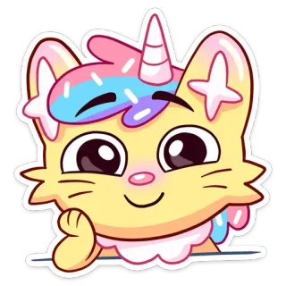 😃 e6a7af86 chat, licorne, mignon, autocollant, dessin animé telegram sticker