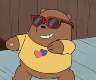 🐼 209b54e9 Grizzly Bear We Bare Bears Мультфильм, Медведь, Солнцезащитные очки, Животное, Персонаж telegram sticker