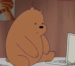 🐼 4717d55c Grizz We Bare Bears Мультфильм, Медведь, Грустный, Ноутбук, Гризз, Мы обычные медведи telegram sticker