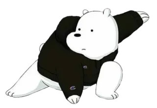 ✋ 17d68d73 Ice Bear We Bare Bears мультфильм, медведь, белый медведь, Ice Bear, Мы обычные медведи, куртка Champion whatsapp sticker