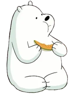 😲 32cde5a3 Ice Bear We Bare Bears мультфильм, медведь, белый медведь, ест, дыня, Мы обычные медведи whatsapp sticker
