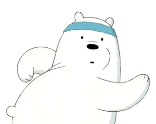 😮 40606485 Ice Bear We Bare Bears Мультфильм, Белый медведь, Упражнения, Бег, Повязка на голову, Анимация whatsapp sticker