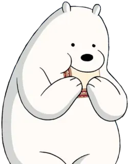 🍞 73856f05 Ice Bear We Bare Bears Мультфильм, Медведь, Белый, Белый медведь, Сэндвич, Ест whatsapp sticker