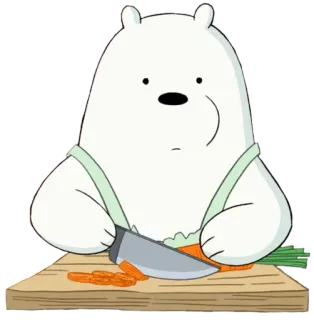 🔪 9185b17d Ice Bear We Bare Bears белый медведь, Мы обычные медведи, мультфильм, белый медведь, готовка, морковь whatsapp sticker