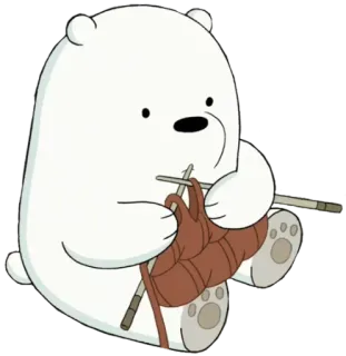 😶 cd371da0 Ice Bear We Bare Bears медведь, мультфильм, вязание, милый, животное whatsapp sticker