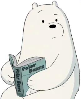 📖 de191b09 Ice Bear We Bare Bears Polar Bears белый медведь, мультфильм, книга, чтение whatsapp sticker