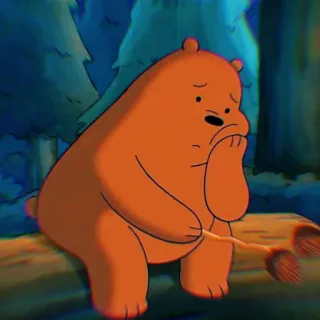 🐻 0beb1110 Grizzly Bear We Bare Bears Мультфильм, Медведь, Грустный, Мы обычные медведи, Гризли whatsapp sticker