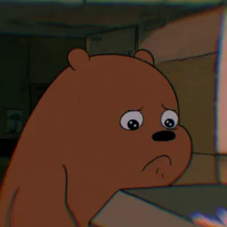 🐻 93822dcc Grizzly Bear We Bare Bears грустный, мультфильм, медведь, гризли, Мы обычные медведи whatsapp sticker