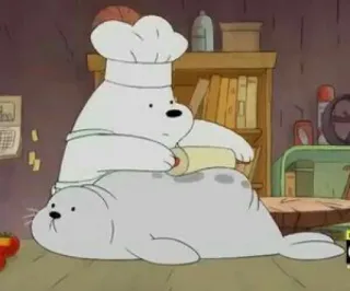 ✨ 08d9d157 Ice Bear We Bare Bears マンガ, くま, アザラシ, ベーキング, かわいい, シェフ telegram sticker