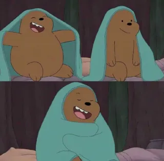 ✨ 23bc3fc3 Ice Bear We Bare Bears 漫画, クマ, かわいい, お風呂, タオル, 幸せ, 笑顔 telegram sticker