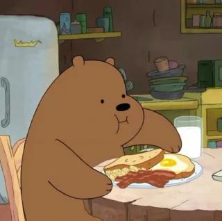 ✨ bbdec336 Grizz We Bare Bears ぼくらベアベアーズ, アニメ, 朝食, 食べ物, グリズ, クマ, 朝食 telegram sticker