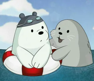 ✨ db21bda7 Ice Bear We Bare Bears 漫画, クマ, アザラシ, 水泳, 友情, かわいい, 動物 telegram sticker