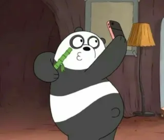 ✨ e4050ba2 Panda We Bare Bears アニメ, パンダ, 自撮り, 竹, ぼくらベアベアーズ, 可愛い telegram sticker