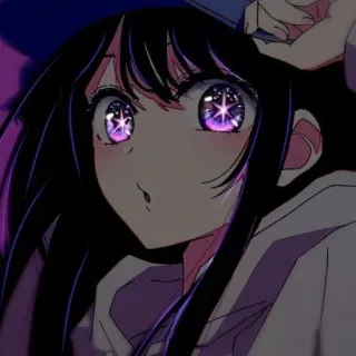 😮 142a6d33 anime, meisje, fonkelende ogen, zwart haar, schattig, cartoon, illustratie telegram sticker