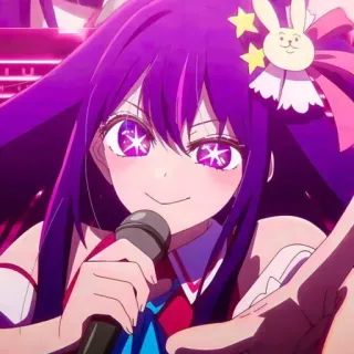 😏 37f2d40b Ai Hoshino Oshi no Ko Anime, Idool, Zanger, Microfoon, Paars haar, Sterogen telegram sticker