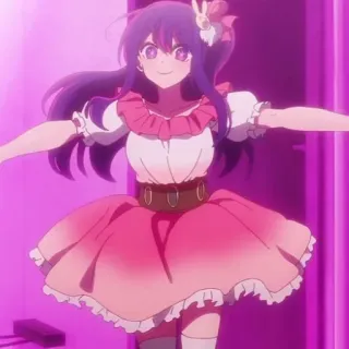 💃 5fcab9c9 Anime meisje, Roze jurk, Leuk, Anime, Personage, Cartoon telegram sticker