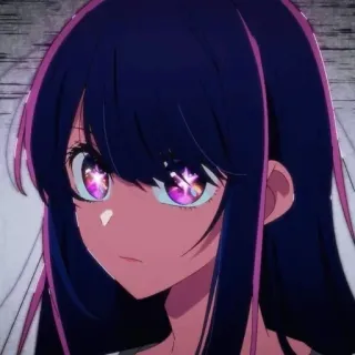 😕 6aa81797 anime, meisje, paars haar, ogen, cartoon, portret telegram sticker