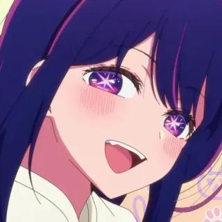 ☺️ 6c50867d anime, glimlachend, blij, paars haar, anime meisje, schattig telegram sticker