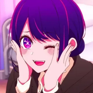 😉 6ec44dbd anime, meisje, paars haar, knipoog, schattig, manga telegram sticker