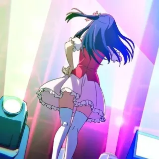 💃 79f75f3b anime meisje, idool, podium, blauw haar, optreden, cartoon telegram sticker