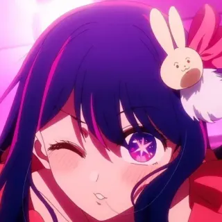 😚 7b67a086 Anime, Cartoon, Schattig, Meisje, Knipoog, Paars haar, Konijn, Personage telegram sticker