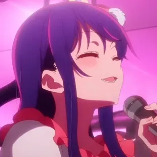 😄 990fdc2e Anime, Meisje, Microfoon, Schattig, Zingen, Idool telegram sticker