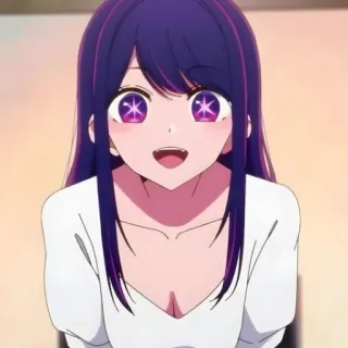 😀 e102aca6 Anime, Personage, Vrouw, Paars haar, Lachend, Anime meisje telegram sticker