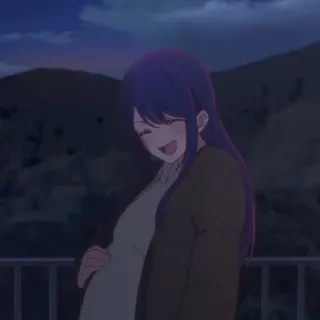 😆 e562b84b Anime, Zwanger, Vrouw, Illustratie, Cartoon telegram sticker