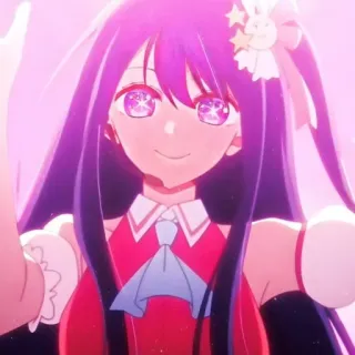 🙂 f05200d5 anime meisje, idol, glinsterende ogen, cartoon, schattig, glimlachend, roze telegram sticker