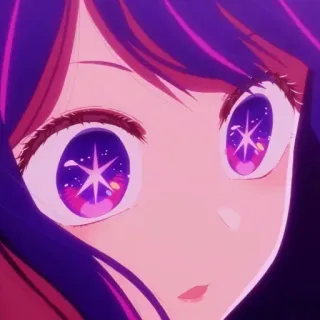 😳 f38d8b4e anime, meisje, ogen, paars haar, cartoon, vrouw, gezicht telegram sticker