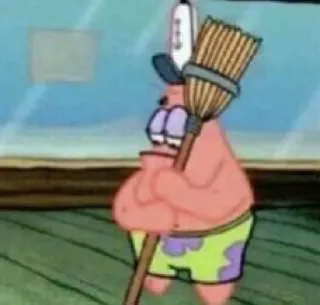 🔐 759e6bc8 Patrick Star SpongeBob SquarePants การ์ตูน, สปอนจ์บ็อบ, แพทริก, ปลาดาว, ไม้กวาด, ทำความสะอาด, มีม telegram sticker