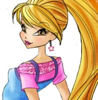 😉 40cab0b1 Stella Winx Club การ์ตูน, นางฟ้า, ผมบลอนด์, เวทมนตร์, แฟชั่น whatsapp sticker