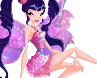 ☺️ 7f7f8297 Musa Winx Club นางฟ้า, ปีก, อนิเมชั่น, สีม่วง, สีชมพู whatsapp sticker