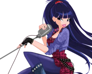 😄 abb2a67f Musa Winx Club การ์ตูน, นางฟ้า, นักร้อง, ไมโครโฟน, เวทมนตร์ whatsapp sticker