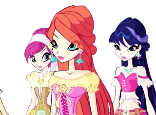 😐 b2052607 Winx Club วินซ์, บลูม, ฟลอร่า, มิวซ่า, การ์ตูน whatsapp sticker